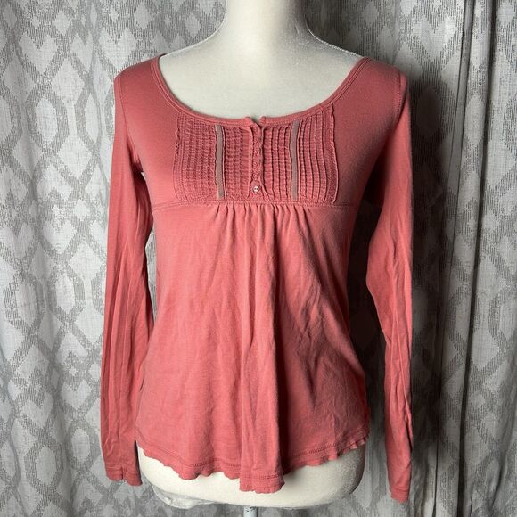 Old Navy Tops - Y2K 2000s Old Navy Baby Doll Long Sleeve Top Coral Pink Medium Women's Blouse